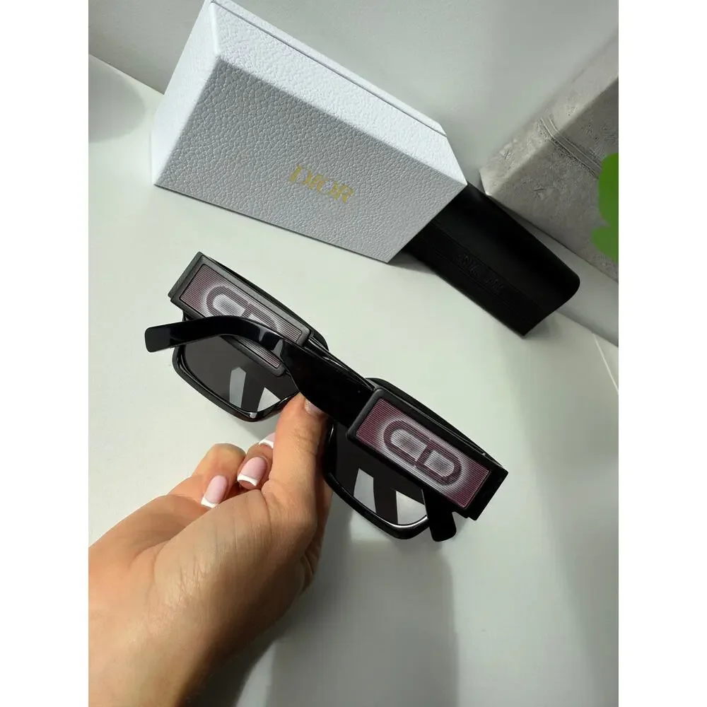 NEW Dior CD SU Sunglasses in Black Holographic Pink Logo - Picture 2 of 10